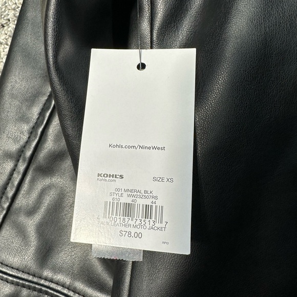 NWT Nine West Faux-Leather Moto Jacket Size XS - Picture 7 of 9
